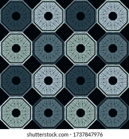 Kunstnahtloses Muster. Ethnisches Design. Grau, weiß, schwarz. Volksmotiv. geometrischer Hintergrund des Vektors. Kann für Social Media, Poster, E-Mail, Print, Anzeigen Designs verwendet werden.