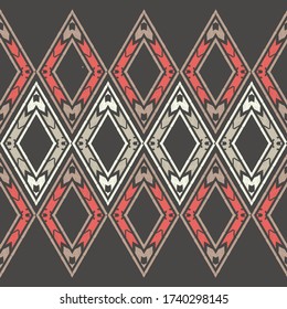 El arte es un patrón impecable. Diseño étnico. Motivo popular. Fondo geométrico vectorial. Se puede usar para medios sociales, afiches, correo electrónico, impresos, diseños de anuncios.