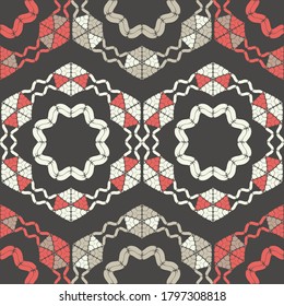 Art seamless pattern. Ethnic design. Folk motif. Vector geometric background. Can be used for social media, posters, email, print, ads designs.