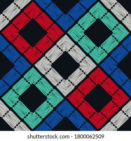 El arte es un patrón impecable. Diseño étnico. Motivo popular. Fondo geométrico vectorial. Se puede usar para medios sociales, afiches, correo electrónico, impresos, diseños de anuncios.