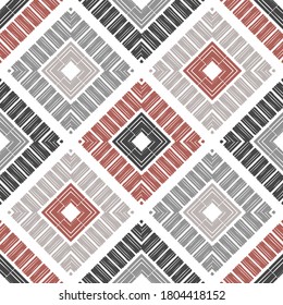 Art seamless pattern. Ethnic design. Folk motif. Vector geometric background. Can be used for social media, posters, email, print, ads designs.