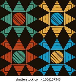 Art seamless pattern. Ethnic design. Folk motif. Vector geometric background. Can be used for social media, posters, email, print, ads designs.