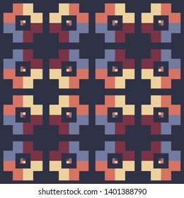 Art seamless pattern. Ethnic figures. Multicolored. Simple design. Vector geometric background. Can be used for social media, posters, email, print, ads designs.