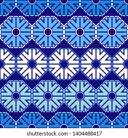 Art seamless pattern. Ethnic figures. Multicolored. Simple design. Vector geometric background. Can be used for social media, posters, email, print, ads designs.