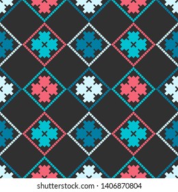 Art seamless pattern. Ethnic figures. Multicolored. Simple design. Vector geometric background. Can be used for social media, posters, email, print, ads designs.