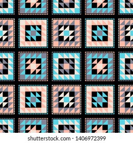 Art seamless pattern. Ethnic figures. Multicolored. Simple design. Vector geometric background. Can be used for social media, posters, email, print, ads designs.