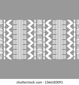 Art seamless pattern. Ethnic print. Color - black and white. Boho. Traditional ornament. Folk motif. Vector geometric background. Can be used for social media, posters, email, print, ads designs.