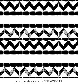 Art seamless pattern. Ethnic print. Color - black and white. Boho. Traditional ornament. Folk motif. Vector geometric background. Can be used for social media, posters, email, print, ads designs.