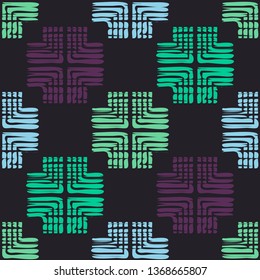Art seamless pattern. Ethnic print. Multicolored. Boho. Traditional ornament. Folk motif. Vector geometric background. Can be used for social media, posters, email, print, ads designs.