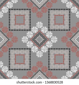 Art seamless pattern. Ethnic print. Multicolored. Boho. Traditional ornament. Folk motif. Vector geometric background. Can be used for social media, posters, email, print, ads designs.