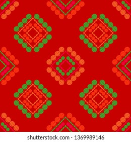 Art seamless pattern. Ethnic print. Multicolored. Boho. Traditional ornament. Folk motif. Vector geometric background. Can be used for social media, posters, email, print, ads designs.