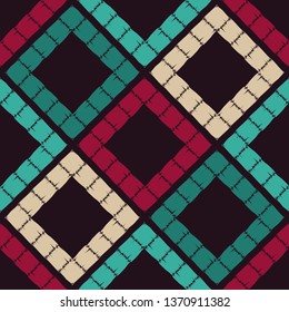 Art seamless pattern. Ethnic print. Multicolored. Boho. Traditional ornament. Folk motif. Vector geometric background. Can be used for social media, posters, email, print, ads designs.