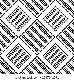 Art seamless pattern. Ethnic print. Color - black and white. Boho. Traditional ornament. Folk motif. Vector geometric background. Can be used for social media, posters, email, print, ads designs.