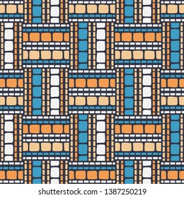 Art seamless pattern. Ethnic print. Multicolored. Boho. Traditional ornament. Folk motif. Vector geometric background. Can be used for social media, posters, email, print, ads designs.