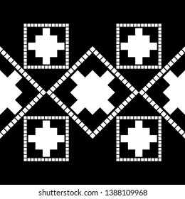 Art seamless pattern. Ethnic print. Color - black and white. Boho. Traditional ornament. Folk motif. Vector geometric background. Can be used for social media, posters, email, print, ads designs.