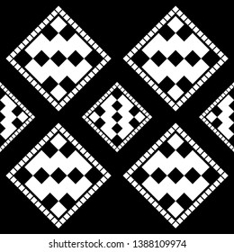 Art seamless pattern. Ethnic print. Color - black and white. Boho. Traditional ornament. Folk motif. Vector geometric background. Can be used for social media, posters, email, print, ads designs.