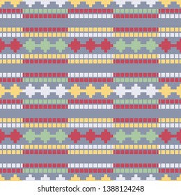 Art seamless pattern. Ethnic print. Multicolored. Boho. Traditional ornament. Folk motif. Vector geometric background. Can be used for social media, posters, email, print, ads designs.