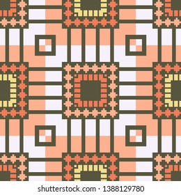 Art seamless pattern. Ethnic print. Multicolored. Boho. Traditional ornament. Folk motif. Vector geometric background. Can be used for social media, posters, email, print, ads designs.