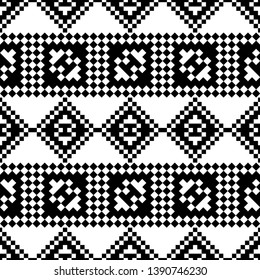 Art seamless pattern. Ethnic print. Color - black and white. Boho. Traditional ornament. Folk motif. Vector geometric background. Can be used for social media, posters, email, print, ads designs.