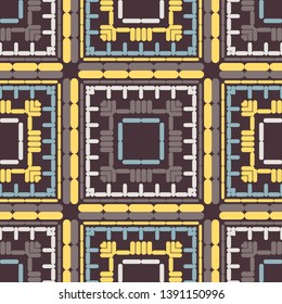 Art seamless pattern. Ethnic print. Multicolored. Boho. Traditional ornament. Folk motif. Vector geometric background. Can be used for social media, posters, email, print, ads designs.