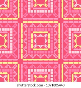 Art seamless pattern. Ethnic print. Multicolored. Boho. Traditional ornament. Folk motif. Vector geometric background. Can be used for social media, posters, email, print, ads designs.