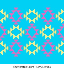 Art seamless pattern. Ethnic print. Multicolored. Boho. Traditional ornament. Folk motif. Vector geometric background. Can be used for social media, posters, email, print, ads designs.