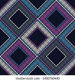 Art seamless pattern. Ethnic print. Multicolored. Boho. Traditional ornament. Folk motif. Vector geometric background. Can be used for social media, posters, email, print, ads designs.