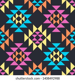 Art seamless pattern. Ethnic print. Multicolored. Boho. Traditional ornament. Folk motif. Vector geometric background. Can be used for social media, posters, email, print, ads designs.