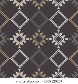 Art seamless pattern. Ethnic print. Multicolored. Boho. Traditional ornament. Folk motif. Vector geometric background. Can be used for social media, posters, email, print, ads designs.