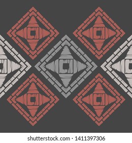Art seamless pattern. Ethnic print. Multicolored. Boho. Traditional ornament. Folk motif. Vector geometric background. Can be used for social media, posters, email, print, ads designs.