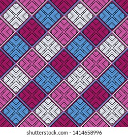 Art seamless pattern. Ethnic print. Multicolored. Boho. Traditional ornament. Folk motif. Vector geometric background. Can be used for social media, posters, email, print, ads designs.
