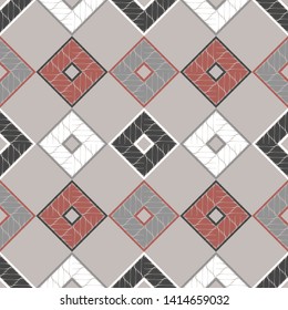 Art seamless pattern. Ethnic print. Multicolored. Boho. Traditional ornament. Folk motif. Vector geometric background. Can be used for social media, posters, email, print, ads designs.