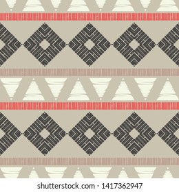 Art seamless pattern. Ethnic print. Multicolored. Boho. Traditional ornament. Folk motif. Vector geometric background. Can be used for social media, posters, email, print, ads designs.