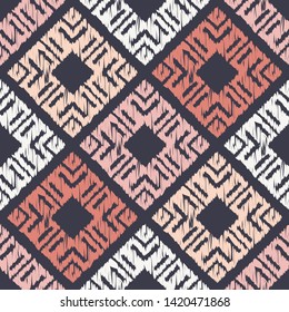 Art seamless pattern. Ethnic print. Multicolored. Boho. Traditional ornament. Folk motif. Vector geometric background. Can be used for social media, posters, email, print, ads designs.