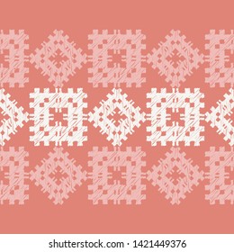 Art seamless pattern. Ethnic print. Multicolored. Boho. Traditional ornament. Folk motif. Vector geometric background. Can be used for social media, posters, email, print, ads designs.