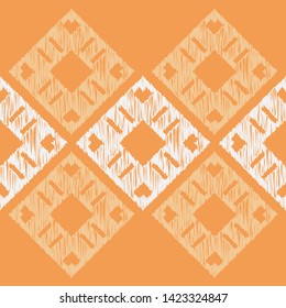 Art seamless pattern. Ethnic print. Multicolored. Boho. Traditional ornament. Folk motif. Vector geometric background. Can be used for social media, posters, email, print, ads designs.