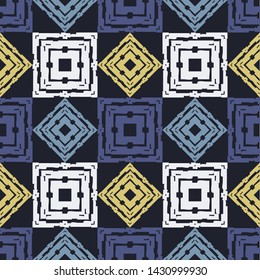Art seamless pattern. Ethnic print. Multicolored. Boho. Traditional ornament. Folk motif. Vector geometric background. Can be used for social media, posters, email, print, ads designs.