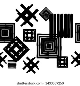 Art seamless pattern. Ethnic print. Multicolored. Boho. Traditional ornament. Folk motif. Vector geometric background. Can be used for social media, posters, email, print, ads designs.