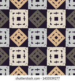 Art seamless pattern. Ethnic print. Multicolored. Boho. Traditional ornament. Folk motif. Vector geometric background. Can be used for social media, posters, email, print, ads designs.