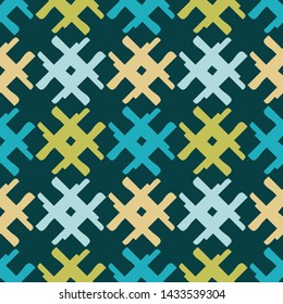 Art seamless pattern. Ethnic print. Multicolored. Boho. Traditional ornament. Folk motif. Vector geometric background. Can be used for social media, posters, email, print, ads designs.