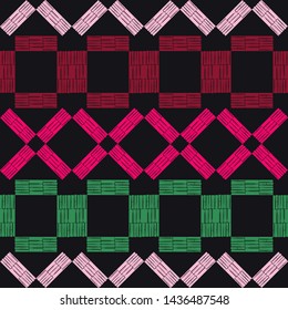 Art seamless pattern. Ethnic print. Multicolored. Boho. Traditional ornament. Folk motif. Vector geometric background. Can be used for social media, posters, email, print, ads designs.