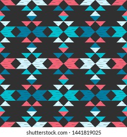 Art seamless pattern. Ethnic print. Multicolored. Boho. Traditional ornament. Folk motif. Vector geometric background. Can be used for social media, posters, email, print, ads designs.