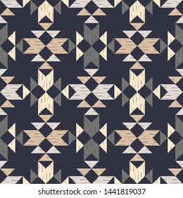Art seamless pattern. Ethnic print. Multicolored. Boho. Traditional ornament. Folk motif. Vector geometric background. Can be used for social media, posters, email, print, ads designs.