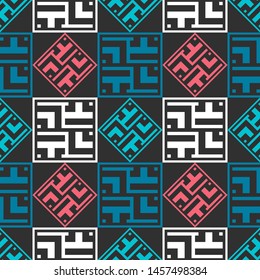 Art seamless pattern. Ethnic print. Multicolored. Boho. Traditional ornament. Folk motif. Vector geometric background. Can be used for social media, posters, email, print, ads designs.