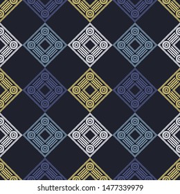 Art seamless pattern. Ethnic print. Boho. Traditional ornament. Vector geometric background. Can be used for social media, posters, email, print, ads designs.