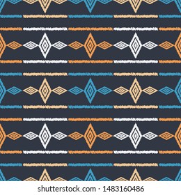 Art seamless pattern. Ethnic print. Multicolored. Boho. Folk motif. Vector geometric background. Can be used for social media, posters, email, print, ads designs.