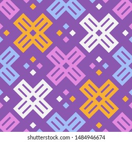 Art seamless pattern. Ethnic print. Multicolored. Boho. Folk motif. Vector geometric background. Can be used for social media, posters, email, print, ads designs.