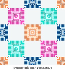Art seamless pattern. Ethnic print. Multicolored. Boho. Folk motif. Vector geometric background. Can be used for social media, posters, email, print, ads designs.