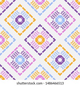 Art seamless pattern. Ethnic print. Multicolored. Boho. Folk motif. Vector geometric background. Can be used for social media, posters, email, print, ads designs.