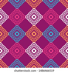 Art seamless pattern. Ethnic print. Multicolored. Boho. Folk motif. Vector geometric background. Can be used for social media, posters, email, print, ads designs.
